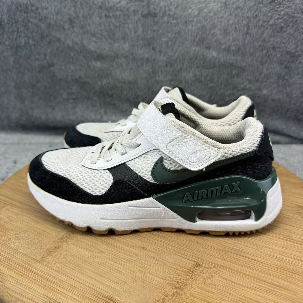 Nike Air Max Shoes Boys Size 2Y White Black Green Running Sneakers DQ0285-115